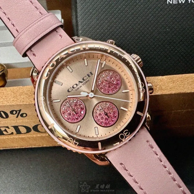【COACH】COACH蔻馳女錶型號CH00172(玫瑰金色錶面玫瑰金錶殼粉紅真皮皮革錶帶款)