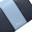 【BALLY】BALEE 撞色條紋小牛皮對開卡片夾(藍)