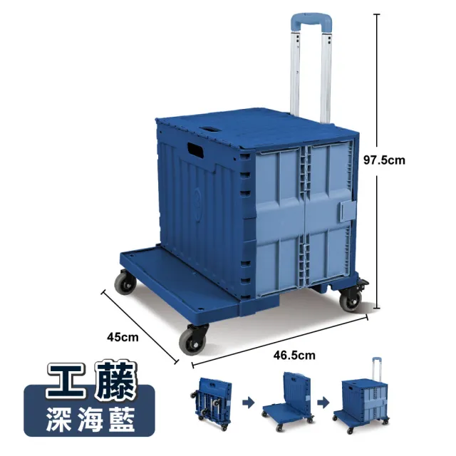 【ONE HOUSE】工藤二合一推拉摺疊平板5輪 購物車 買菜車 收納車 推車 手推車(1入)