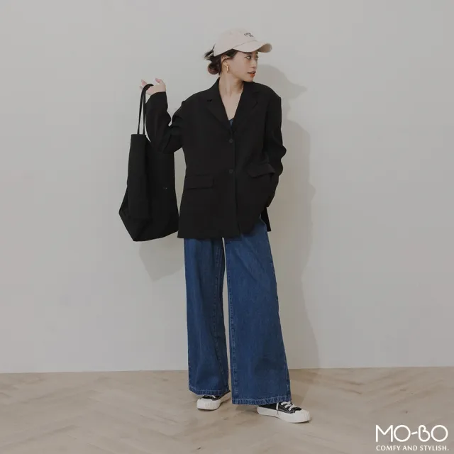 【MO-BO】NORM.簡約雙開衩寬版西裝外套(Nikki小閃聯名款)