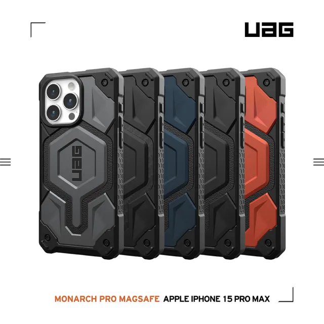 【UAG】iPhone 15 Pro Max 磁吸式頂級版耐衝擊保護殼（按鍵式）-藍(支援MagSafe功能)