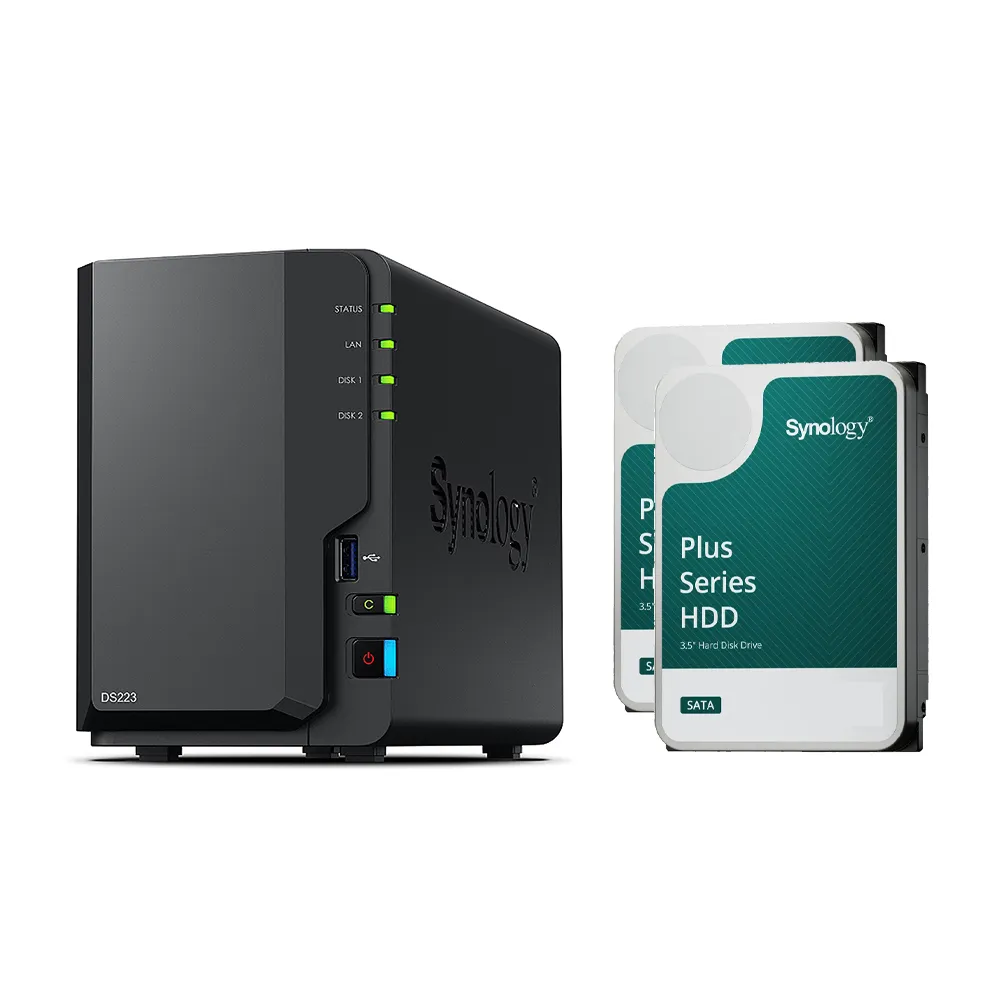 【Synology 群暉科技】搭HAT3300 4TB x2 ★ DS223 2Bay NAS 網路儲存伺服器