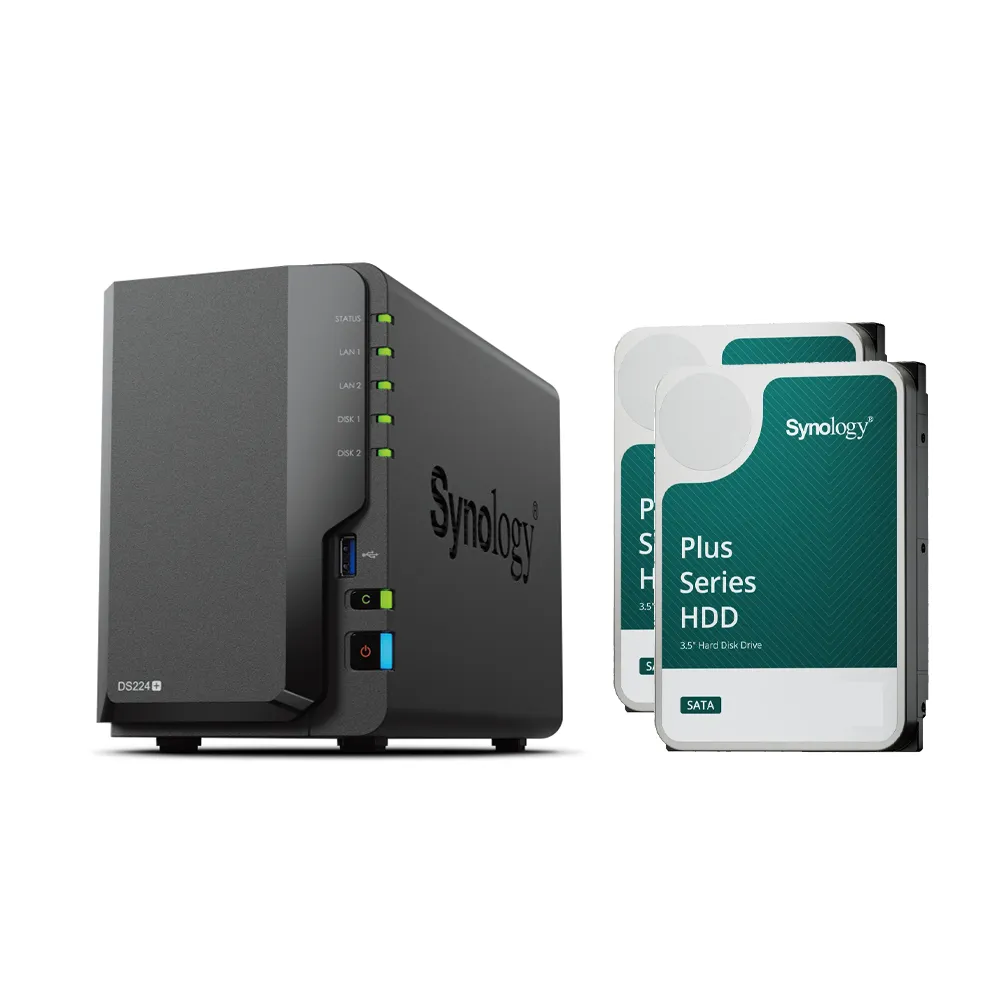 【Synology 群暉科技】搭HAT3300 4TB x2 ★ DS224+ 2Bay NAS 網路儲存伺服器