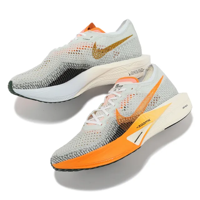 【NIKE 耐吉】競速跑鞋 ZoomX Vaporfly Next% 3 男鞋 白 橘 碳板 運動鞋(FV3633-081)