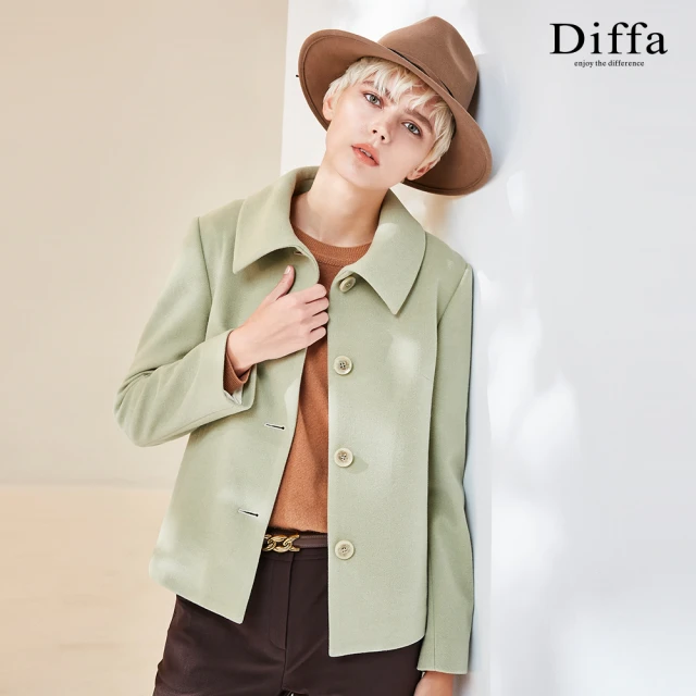 Diffa 保暖翻領設計外套-女