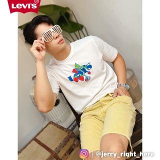 【LEVIS 官方旗艦】Fresh夏日水果吧系列 膝上排釦直筒牛仔短褲/純天然植物染色工藝 熱賣單品 36512-0159