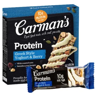 【澳洲 Carmans】莓果希臘優格大豆蛋白棒 5條/盒
