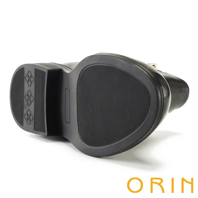 【ORIN】造型皮釦羊皮拉鍊短靴(黑色)