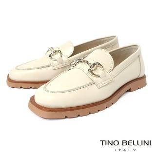 【TINO BELLINI 貝里尼】義大利進口馬銜扣樂福鞋FZLV005(白色)