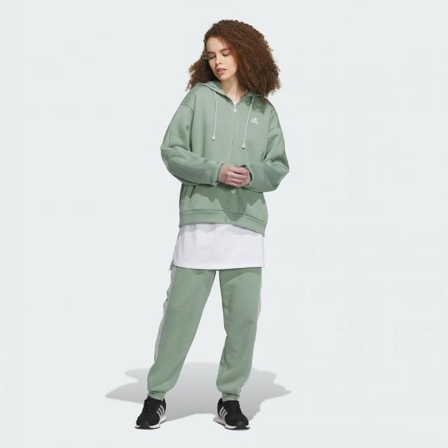 【adidas 愛迪達】外套 女款 運動連帽外套 亞規 WORD FZ HOODIE 綠 IK9894