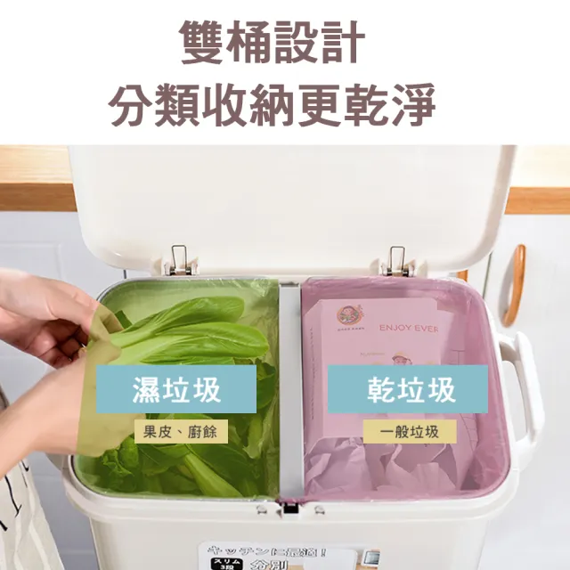 【isona】45L 二層雙蓋垃圾桶 腳踏式按壓 分類垃圾桶(垃圾桶)