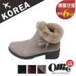 【OLLIE】韓國空運。精靈森林系內鋪毛6CM粗跟冰爪短筒雪靴-版型偏小(72-1008/四色/現貨)