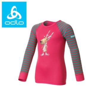 【ODLO】童 卡通圖長袖內衣《桃紅》150459/長袖內衣/兒童保暖內衣/內層(悠遊山水)