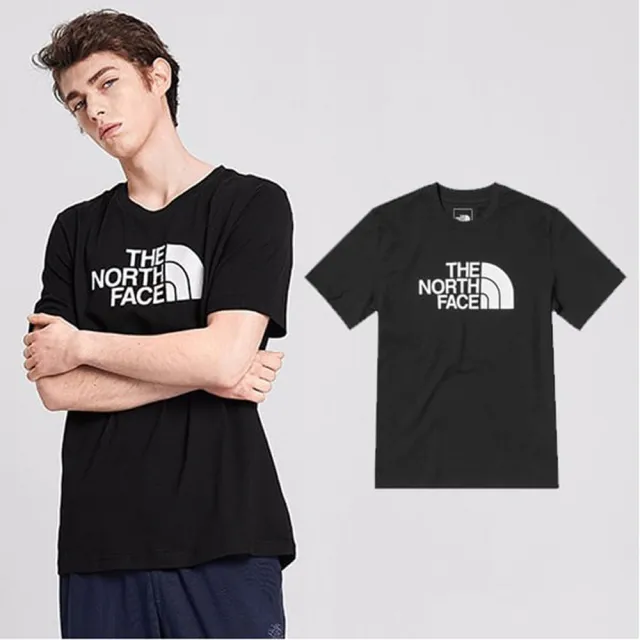 【The North Face】男 大LOGO 柔軟透氣吸濕短袖圓領T恤.休閒衫(4U8Z-JK3 黑 V)