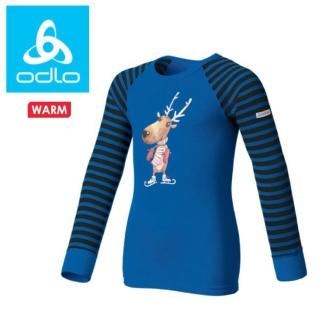 【ODLO】童 卡通圖長袖內衣《淺藍》150459/長袖內衣/兒童保暖內衣/內層(悠遊山水)