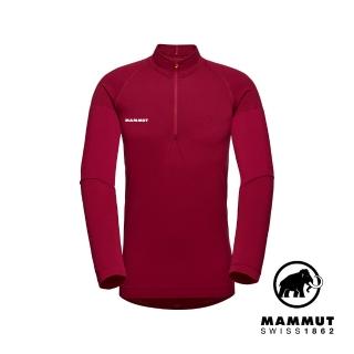 【Mammut 長毛象官方直營】Trift Half Zip LS 羊毛混紡立領半拉鍊長袖排汗衣 緋紅 男款 #1016-01050