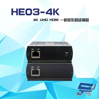 【昌運監視器】HE03-4K 網路型 4K UHD HDMI CAT5e 一對多影音延長器 距離最遠達140M