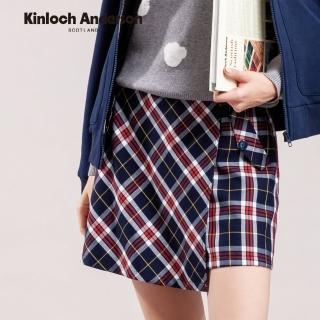 【Kinloch Anderson】時尚甜心格紋斜邊褲裙 金安德森女裝(KA0864004 藍紅格)