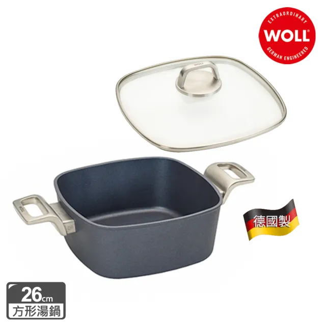 【Woll】福利品 Diamond Lite Pro 德國製 鑽石系列不沾鍋/方型湯鍋26cm(-盒損)