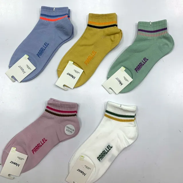 【Socks Form 襪子瘋】5雙組-日系條紋潮流棉質短襪(踝襪/棉襪/船型襪/女襪)