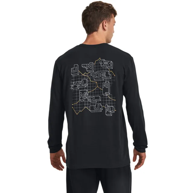 【UNDER ARMOUR】UA 男 OUTDOOR GRID LOGO 長袖T-Shirt_1380338-001(黑色)