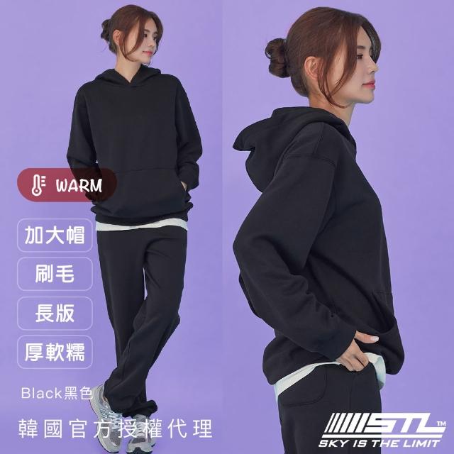 【STL】現貨 韓國 PickUp Oversize大連帽T 保暖 厚軟磅 hoodie 長袖上衣(刷毛／Black黑)