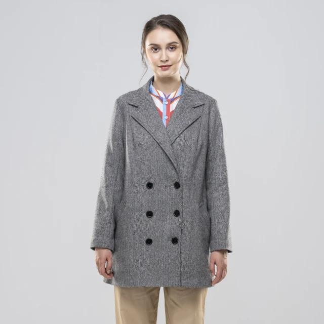 【FIORE 花蕾】時尚日本純羊毛經典雙排釦大衣(特價出清)