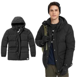 【The North Face】男中厚 日系輕量防潑水耐磨透氣連帽鵝絨外套(46J2-JK3 黑 V)