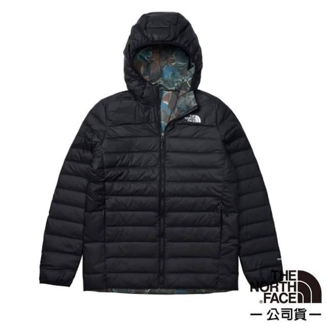 【The North Face】男 防潑水保暖兩面穿連帽羽絨外套/DWR防潑水(83OM-OXR 黑色)