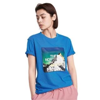 【The North Face】情侶款 彷棉混紡快乾吸濕短袖圓領T恤/亞洲版型(4NDF-W8G 澄湖藍 V)