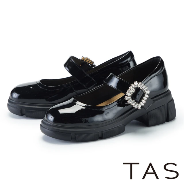 TAS 率性真皮飛機釦綁帶平底短靴(黑色)優惠推薦