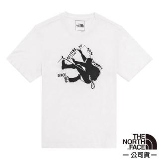 【The North Face】男 FlashDry 閃電快乾短袖圓領印花上衣.機能性吸濕排汗衣(4UAK-LA9 白色 V)
