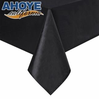 【AHOYE】緞面防皺布料桌巾 145*200cm 黑色(餐桌巾 餐桌布 桌布)