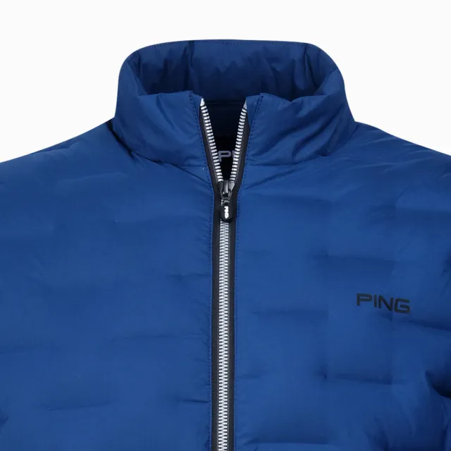 【PING】男款車紋防風蓄熱保溫羽絨外套-藍綠(GOLF/高爾夫/PC23231-57)
