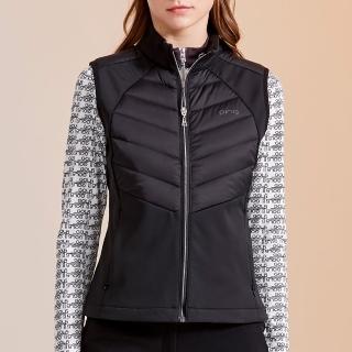 【PING】女款配布剪接防風防潑水輕量羽絨背心-黑(蓄熱保溫/GOLF/高爾夫/RB23221-88)