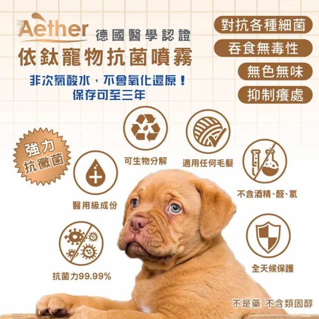 【Aether 依鈦抗菌專家】寵物皮膚專用噴霧補充瓶(1000ml/瓶)