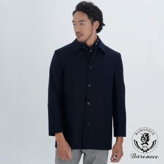 【BARONECE 百諾禮士】品味質男羊毛短大衣 深藍(622202-10)