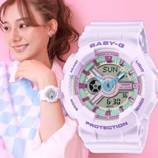 【CASIO 卡西歐】BABY-G 粉紫色 柔和色調手錶(BA-110XPM-6A)