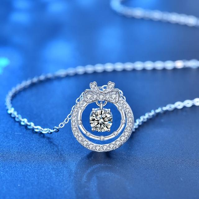 【巴黎精品】現貨+預購 莫桑鑽石項鍊飾品配件925純銀項鍊(0.5克拉鑽石項鏈莫桑鑽項鍊p1as94)