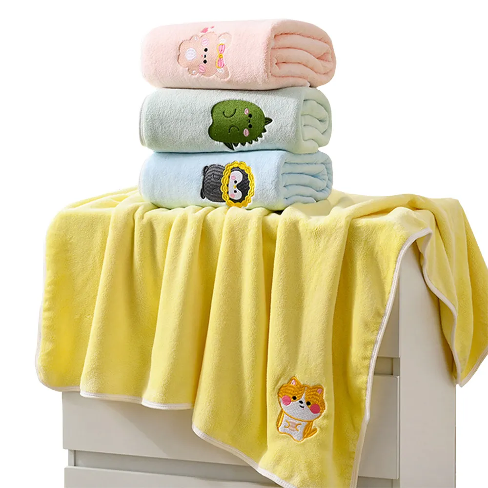 【YOLU】兒童珊瑚絨吸水速乾浴巾 寶寶洗澡毛巾包巾 嬰兒浴袍披風包被(110*105cm)