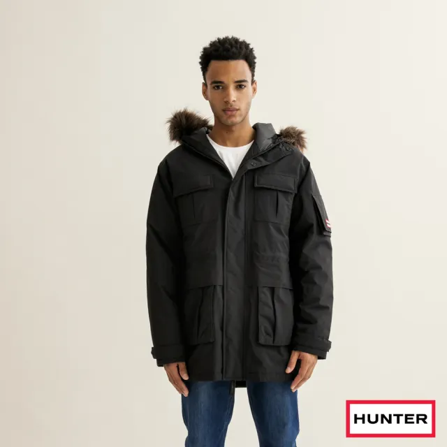 【HUNTER】男裝-Explorer鋪棉獵裝長版外套(黑色)
