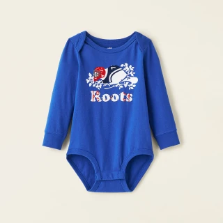【Roots】Roots 嬰兒-冬日海狸系列 有機棉包屁衣(藍色)