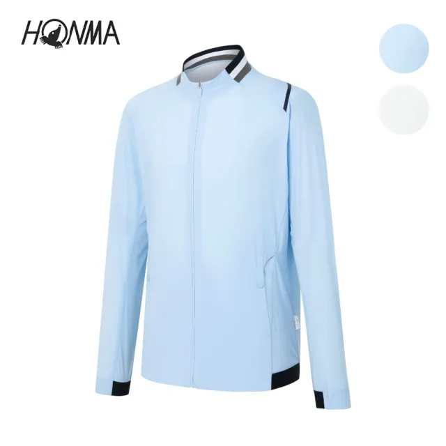 【HONMA 本間高爾夫】男款輕薄防水透氣夾克 春夏季 日本高爾夫專業品牌(M-XXL白色 淺藍HMJQ302R505)