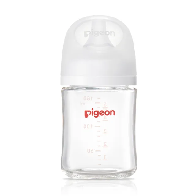 【Pigeon貝親 官方直營】第三代母乳實感玻璃奶瓶160ml/純淨白