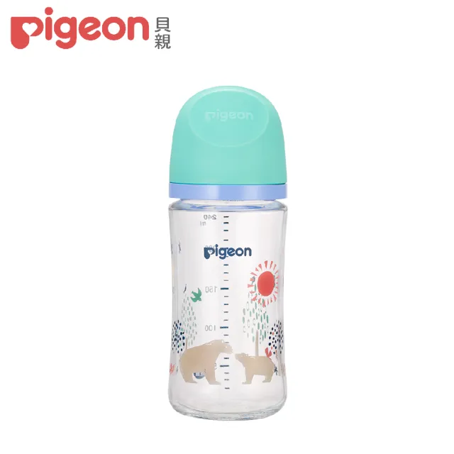 【Pigeon貝親 官方直營】第三代母乳實感彩繪款玻璃奶瓶240ml/北極熊