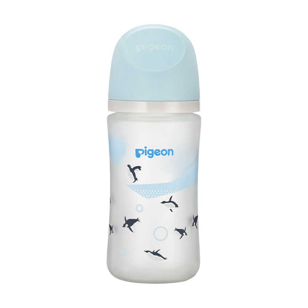 【Pigeon 貝親】第三代母乳實感矽膠護層玻璃奶瓶240ml/企鵝