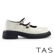 【TAS】雙帶心型釦漆皮瑪麗珍鞋(米白)