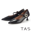 【TAS】瑪莉珍羊皮尖頭低跟鞋(黑色)
