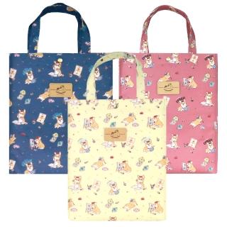 【uma hana】柯基小畫家上班上課多用途防水A4手提袋(公事袋/文件袋/補習袋/萬用袋)