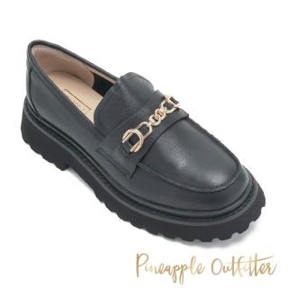 【Pineapple Outfitter】MADIAN 真皮金鍊深口樂福鞋(黑色)